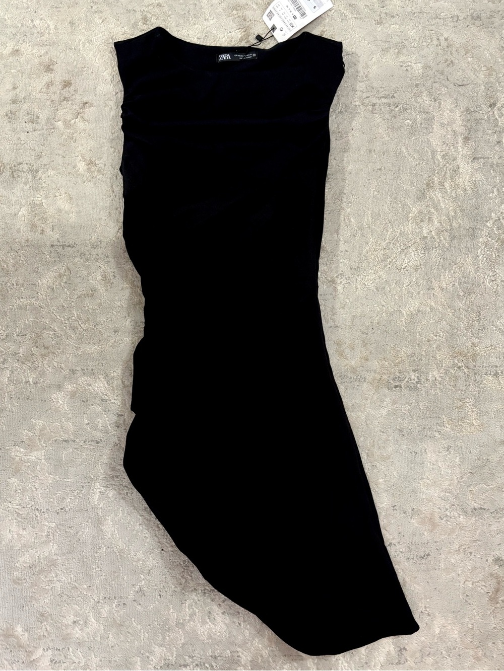 NWT❗️Zara Black Asymmetrical Rusched One-Shoulder Dress
